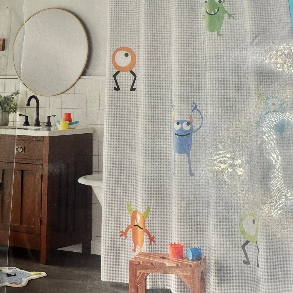 Monsters Shower Curtain 70x72 Inch 100% Polyester Machine Washable New